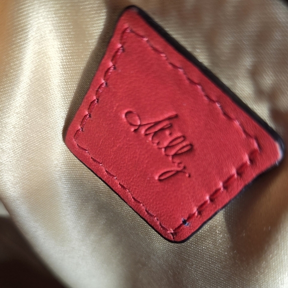 MILLY Leather Chainstrap Shoulder Bag Purse Salmon Red Pink Gold Hardware - Picture 5 of 11